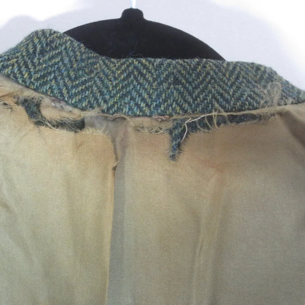 Perth Ltd Jacket Green Vintage Scottish Wool Harris Tweed Lined Blazer Size 42R